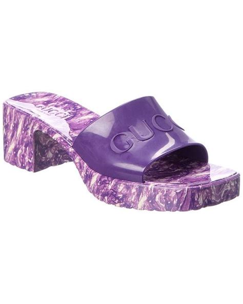 purple gucci rubber sandals|gucci logo rubber platform sandals.